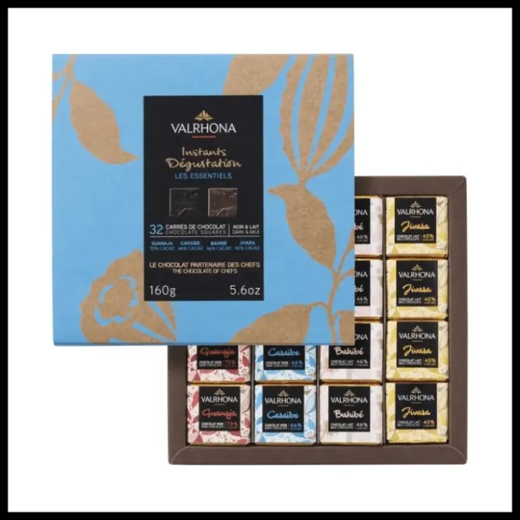 Discount VALRHONA Coffret 32 Carrés de Chocolats Noir et Lait Les Essentiels 160 g