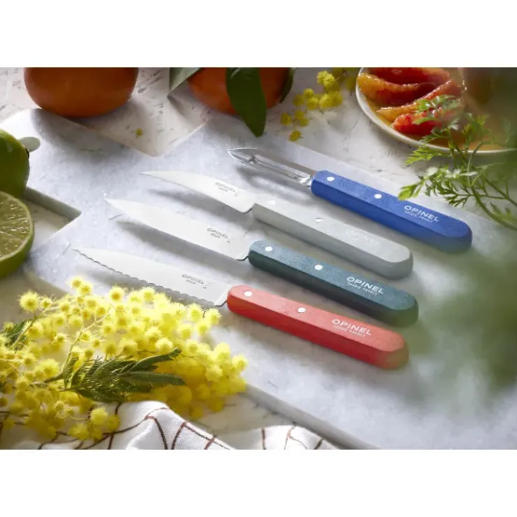Outlet OPINEL Coffret 3 Couteaux de Cuisine et un Eplucheur Primo Les Essentiels
