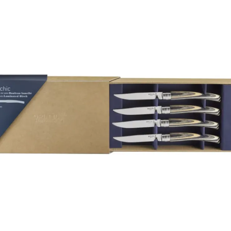 Outlet OPINEL Coffret 4 Couteaux de Table Bouleau Lamellé Table Chic