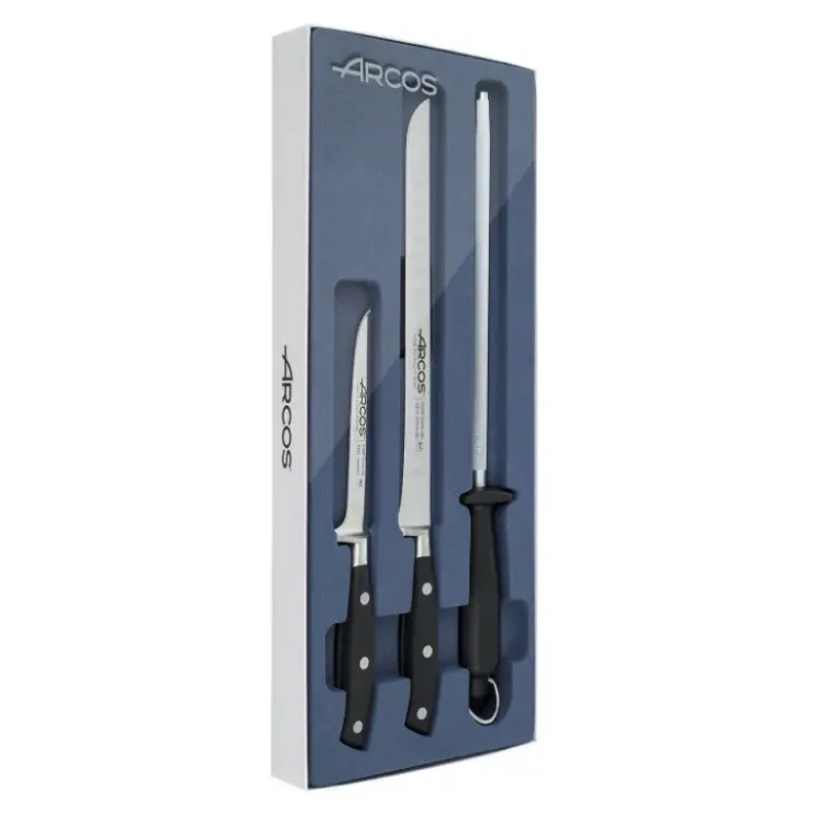ARCOS Coffret Couteaux Spécial Jambon Riviera Noir (x3)