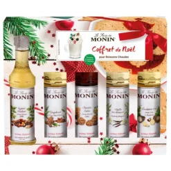 New MONIN Coffret Sirops Pour Boissons Chaudes Noël (x5)