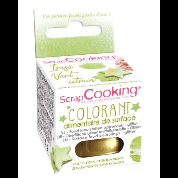 SCRAPCOOKING Colorant Alimentaire de Surface Irisé Vert Citron 5 g