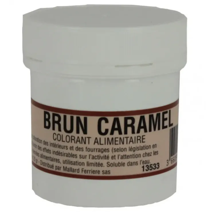 Clearance MALLARD FERRIERE Colorant alimentaire Marron Brun Caramel E102/E129/E151 Poudre Hydrosoluble 20g