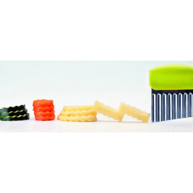 IBILI Coupe Légume Inox Ondulé Vert 8 cm x H 10 cm