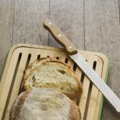 New PEBBLY Couteau à Pain Inox et Bambou 32 cm