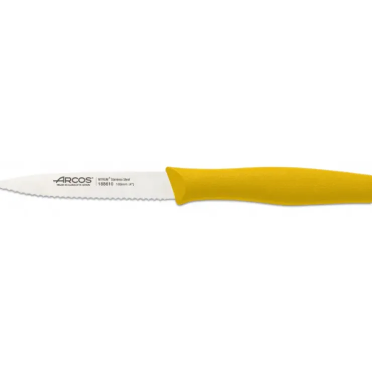 Clearance ARCOS Couteau d'Office Cranté Inox 10 cm Jaune NOVA