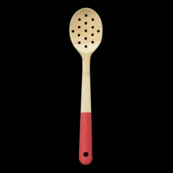 PEBBLY Cuillère de Cuisine Ajourée Bambou 30 cm Rouge