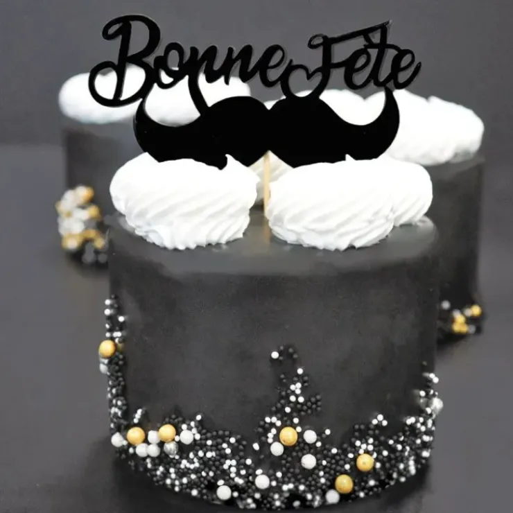 Online PATISDECOR Décor Bonne Fête Moustache sur Pic (x2) Patisdécor