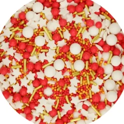 Hot FUNCAKES Décoration en Sucre Mélange Jolly Rouge et Or Noël 65 g