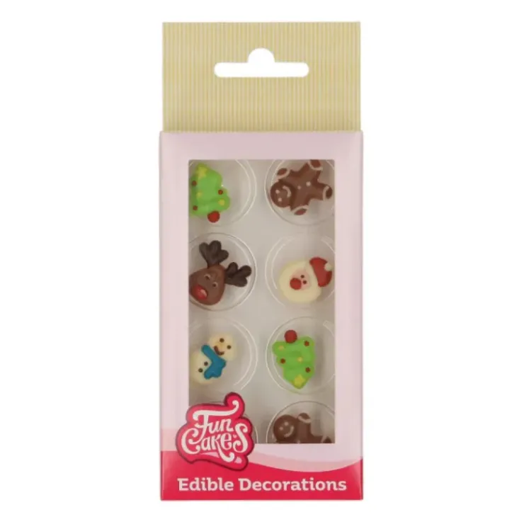 New FUNCAKES Décorations en Chocolat Blanc Noël (x8)
