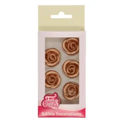Discount FUNCAKES Décorations Gâteau Roses Bronze en pâte d’amande (x6)