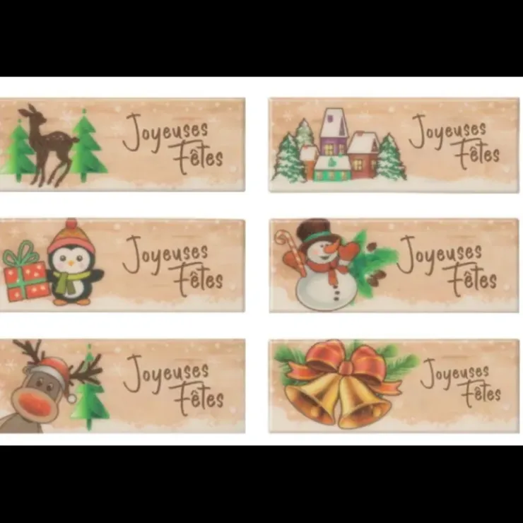Clearance CUISINEADDICT Décors Azyme Rectangle Joyeuses Fêtes 8,5 x 3,3 cm (x24)