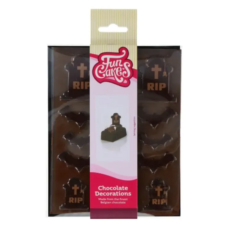 New FUNCAKES Décors Chocolat Noir Cimetière Halloween (x12)