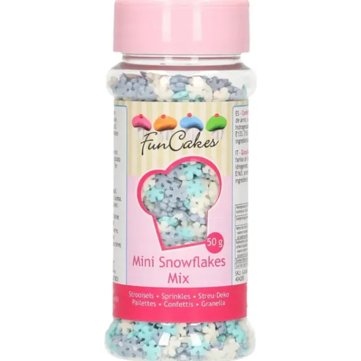 Best FUNCAKES Décors en Sucre Mini Flocons Bleu et Blanc 50 g