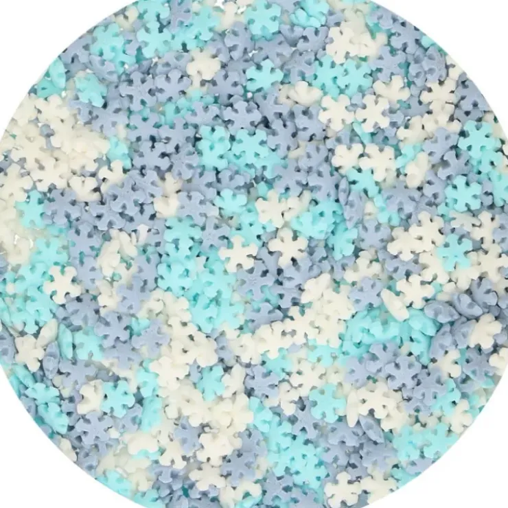 Best FUNCAKES Décors en Sucre Mini Flocons Bleu et Blanc 50 g
