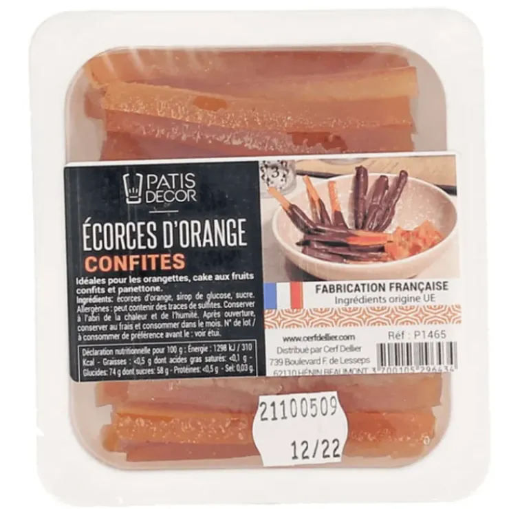 Online PATISDECOR Ecorces Oranges Confites en Lamelles 145 g Patisdécor