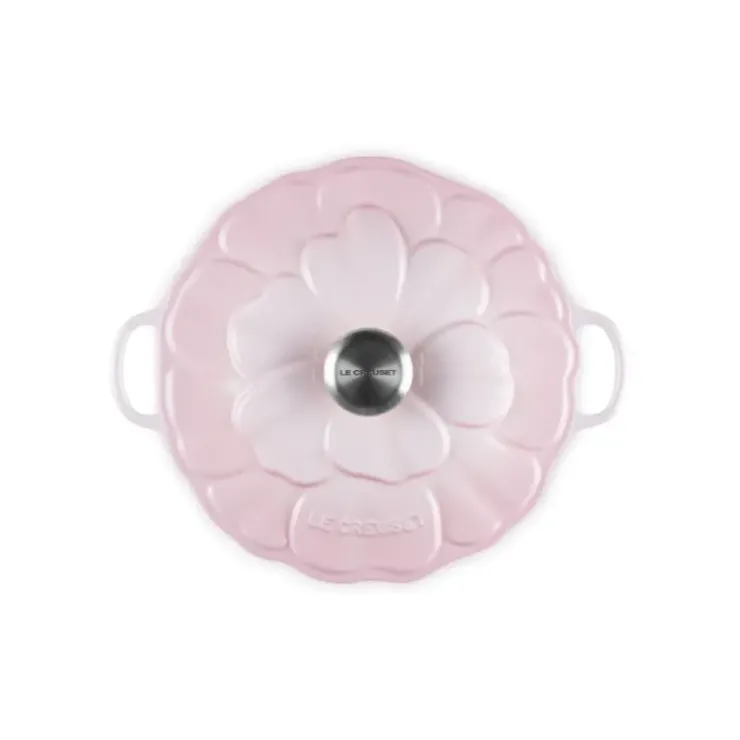 LE CREUSET Faitout Fonte Émaillée Pétales Shell Pink 26 cm
