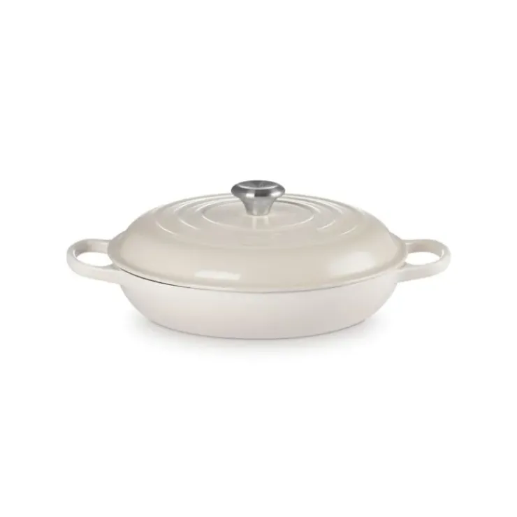 LE CREUSET Faitout Meringue en Fonte avec Intérieur Sable 30 cm Signature