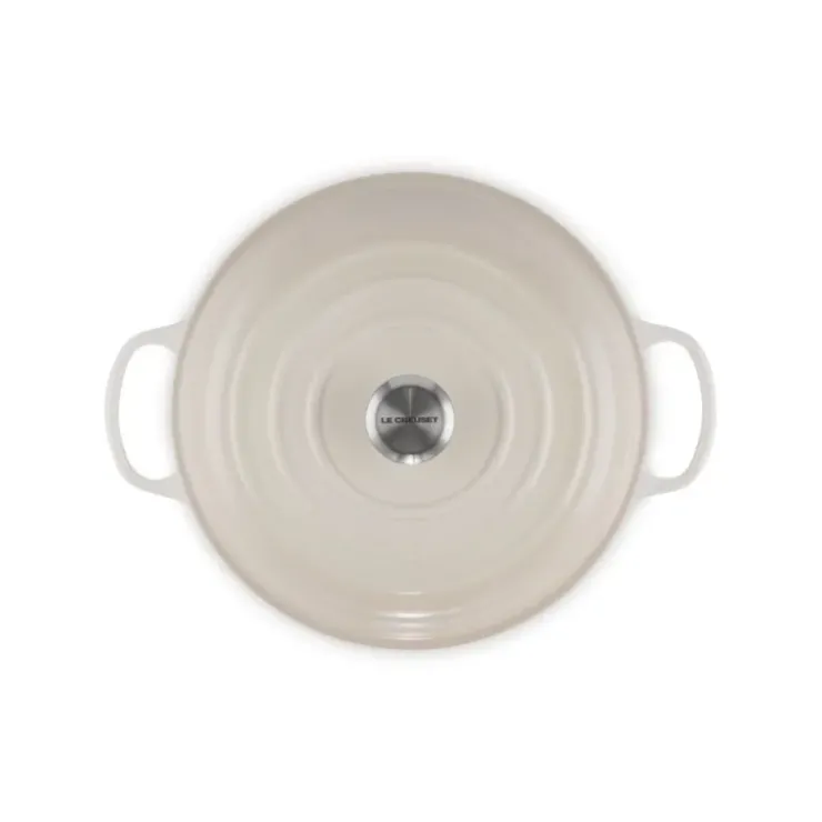 LE CREUSET Faitout Meringue en Fonte avec Intérieur Sable 30 cm Signature