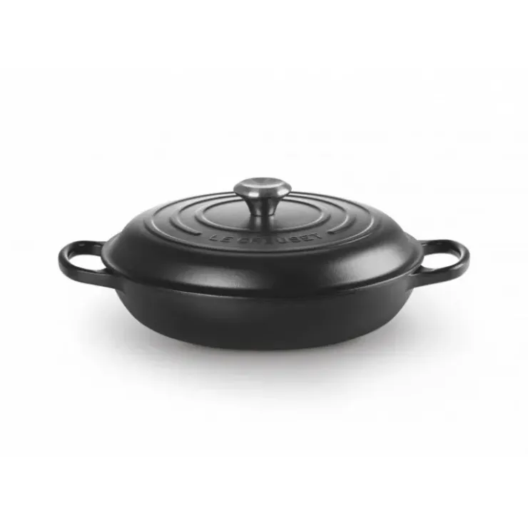 LE CREUSET Faitout Noir Mat en Fonte avec Intérieur Noir 30 cm Signature