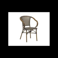 LYROSE Fauteuil Imitation Rotin Beige et Bois
