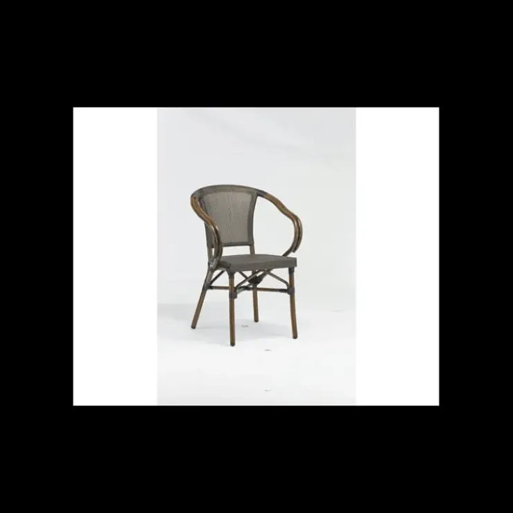 Online LYROSE Fauteuil Imitation Rotin Moka et Bois