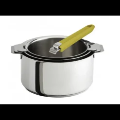 CRISTEL FIN DE SERIE Lot de 3 Casseroles inox avec Poignée Jaune Mutine Amovible