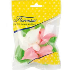 Best FLORENSUC Fleurs de rose blanches et roses x6, grandes feuilles x12 - en Azyme