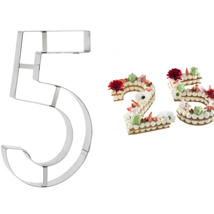 Hot MALLARD FERRIERE Grand Emporte Pièce Inox Chiffre 5 32x18 cm