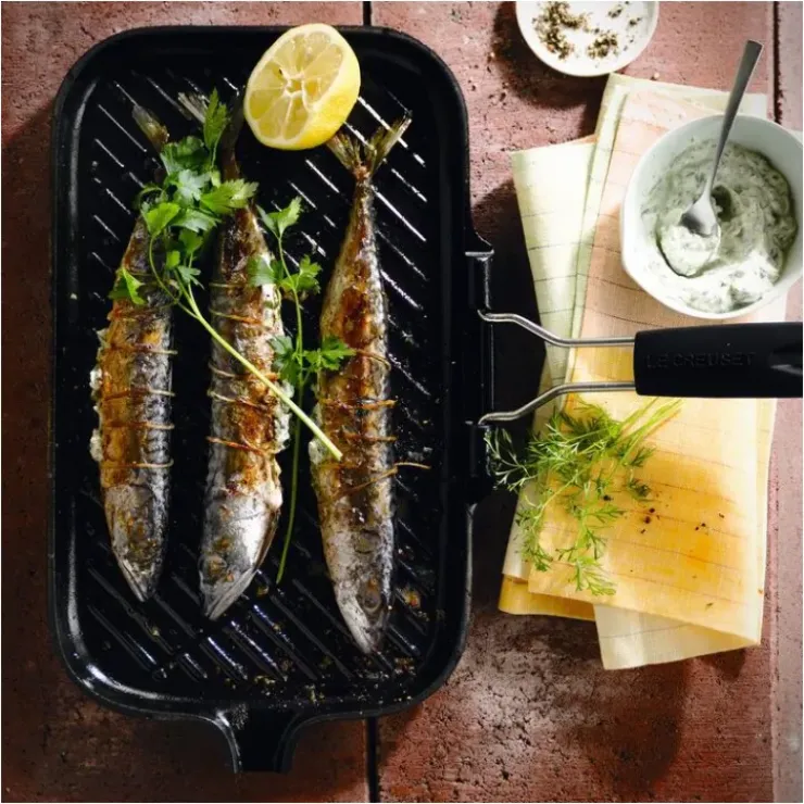 Sale LE CREUSET Gril en Fonte rectangulaire 36 x 20 cm avec Manche repliable