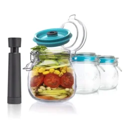 Discount AIRTENDER Kit de Mise Sous-Vide 3 Bocaux Kilner 0,5 L avec Couvercles et Pompe