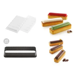 Outlet SILIKOMART Kit Moule Silicone 6 Tartelettes Rectangle 120mm Professional