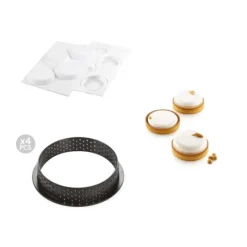 Outlet SILIKOMART Kit Moule Silicone 4 Tartelettes Ø 100mm Professional