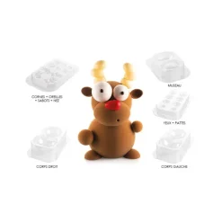 Hot SILIKOMART Kit Moules Chocolat Renne en PVC 14,7 cm x H 23,6 cm (x5) Professional