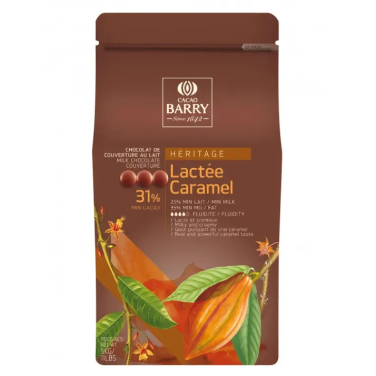 BARRY Lactée Caramel, Pistoles Chocolat Couverture 31% 5 kg