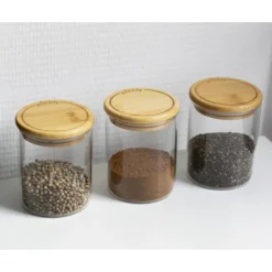 Discount PEBBLY Lot 3 Pots à Épices en Verre et Bambou 190 ml
