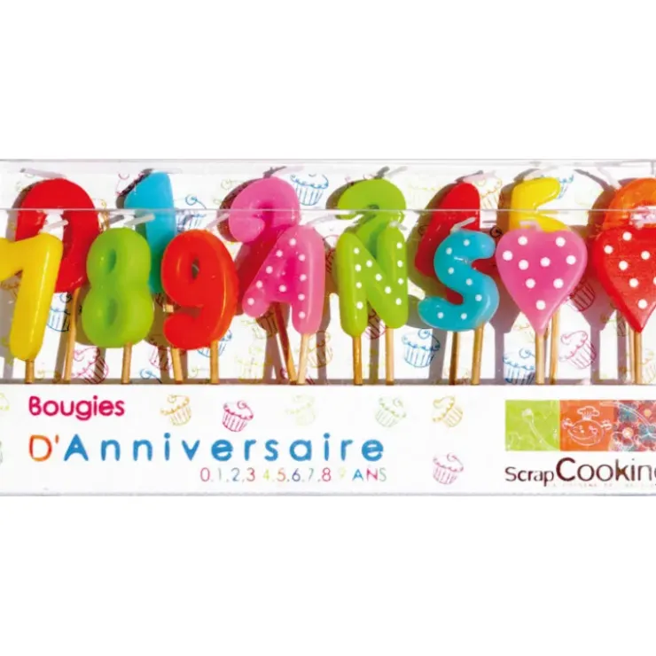SCRAPCOOKING Lot de 15 Bougies 1,2,3,4,5,6,7,8,9 ans