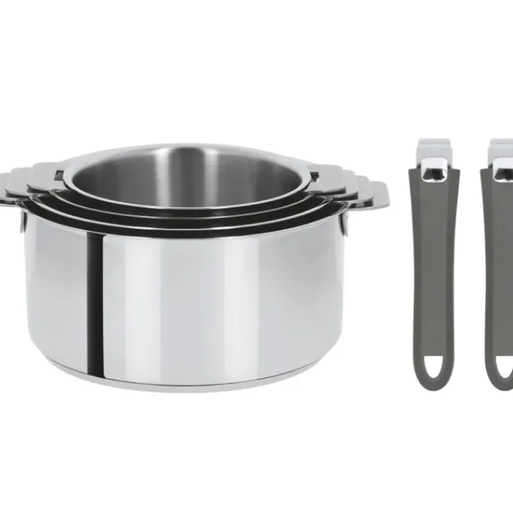 Sale CRISTEL Lot de 4 Casseroles inox avec 2 Poignées Grises Mutine Amovibles