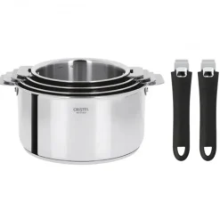 Discount CRISTEL Lot de 4 Casseroles inox Casteline avec 2 Poignées Mutine Amovibles