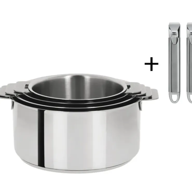 Online CRISTEL Lot de 4 Casseroles inox Mutine avec 2 Poignées Zénith Amovibles