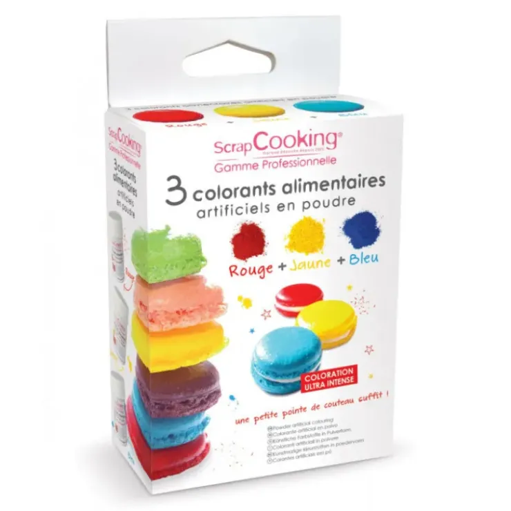 Clearance SCRAPCOOKING Lot de 3 Colorants Alimentaires en Poudre Rouge / Jaune / Bleu