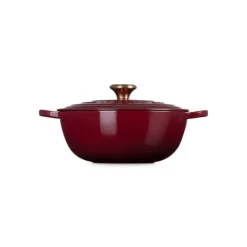Best LE CREUSET Marmite en Fonte 26 cm Garnet Bouton Doré Signature