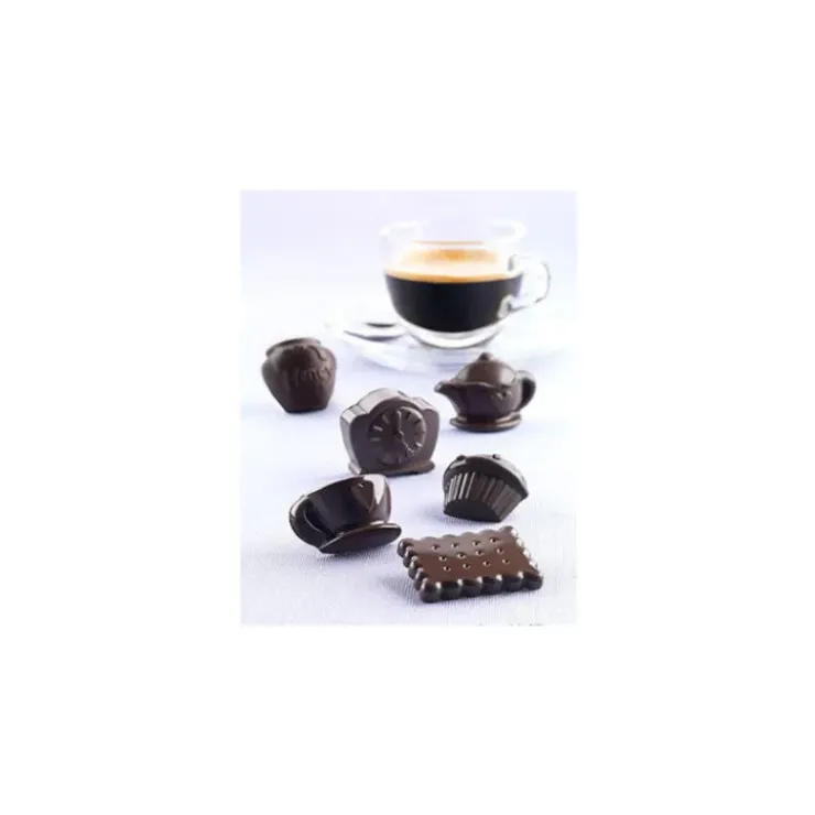 Discount EASY CHOC Moule à Chocolat 12 Sujets Tea Time - Silicone Spécial Chocolat