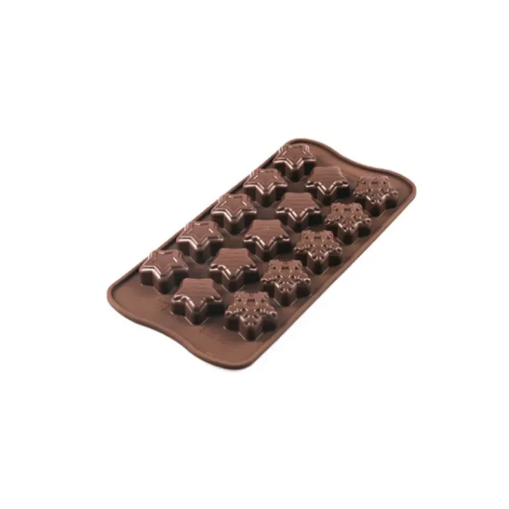 Hot SILIKOMART Moule à Chocolat 15 Étoiles de Noël Easy Choc - Silicone Spécial Chocolat