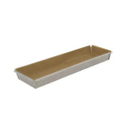 Outlet DE BUYER Moule à Tarte Rectangulaire Inox Perforé Amovible 35 x 10 cm x H 3,5 cm