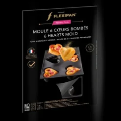 Outlet FLEXIPAN DEMARLE Moule Silicone 6 Cœurs Bombés 7,5 x 6,5 cm