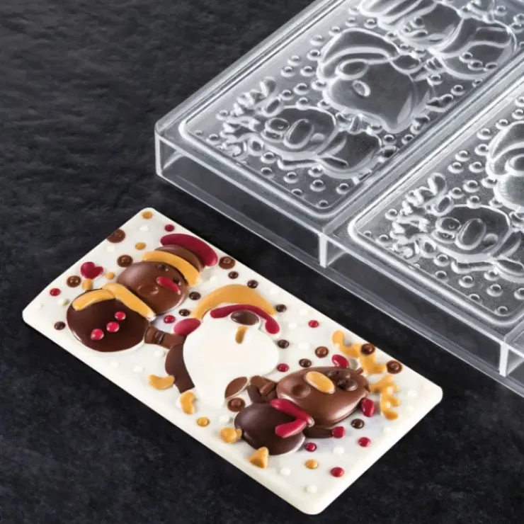 PAVONI Moule Tablette Chocolat Père Noël, Renne et Bonhomme de Neige 15,4 x 7,7 cm