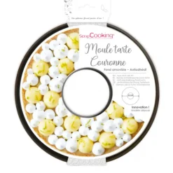 SCRAPCOOKING Moule Tarte Couronne Ø30cm Fond Amovible Anti-Adhésif