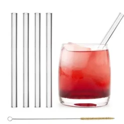 Best CUISINEADDICT Paille Réutilisable en Verre 15cm droite x4 HALM