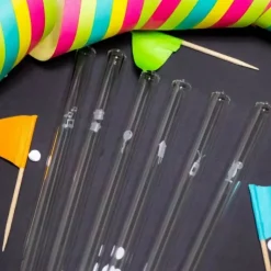 New CUISINEADDICT Paille Réutilisable en Verre Fêtes 20cm droite x6 HALM